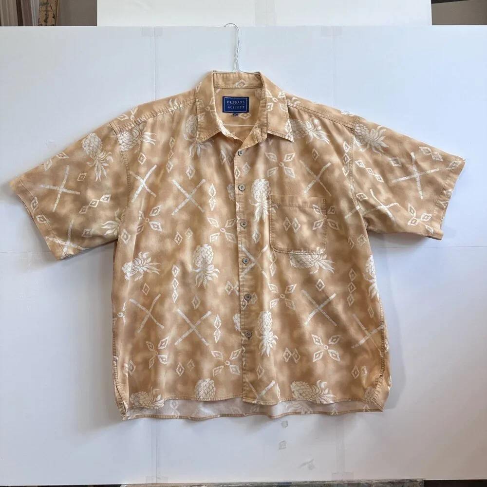 Fridays by Cluett XL‎ Pineapple Aloha Shirt VTG 90s-Y2K